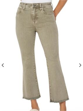 Liverpool Jeans Company Hannah Cropped Flare Jeans in Olive
